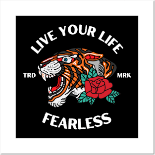 Fearless Tiger Head Tattoo Posters and Art